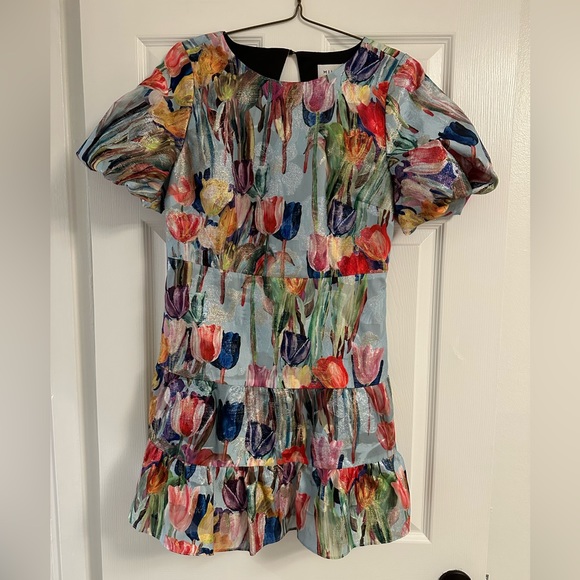 Arlette Metallic Tulip Minidress - Picture 2 of 6
